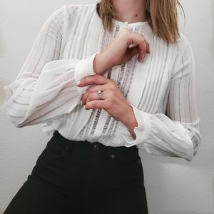 Rebecca Taylor Lace/Silk Blouse